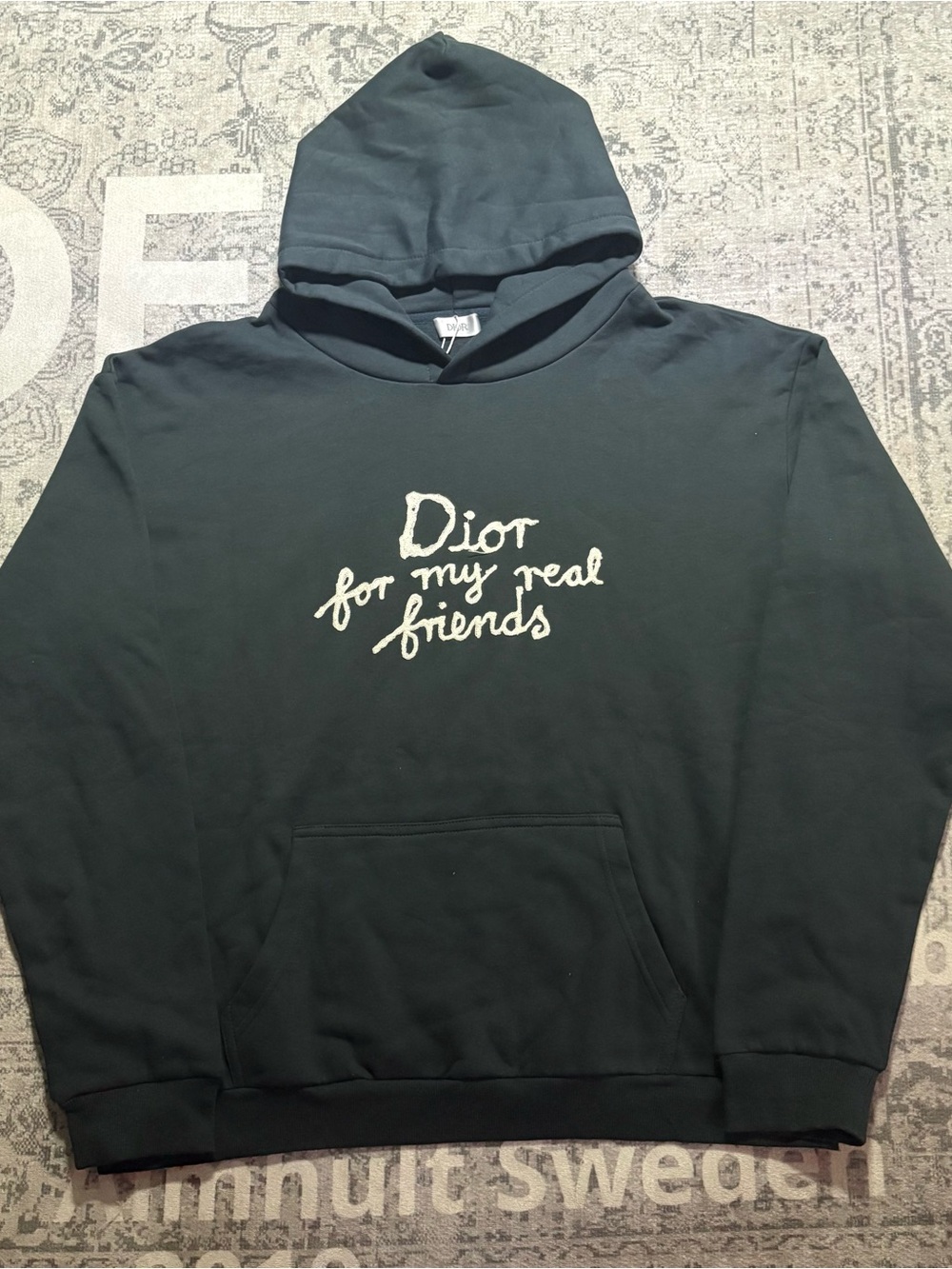 Dior Black Hoodie with Cream 'for my real friends' Script